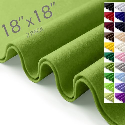 Moss Green Felt Fabric Sheets 18" x 18" (2 Pack) 1.6mm Soft Craft Felt - color: Moss Green