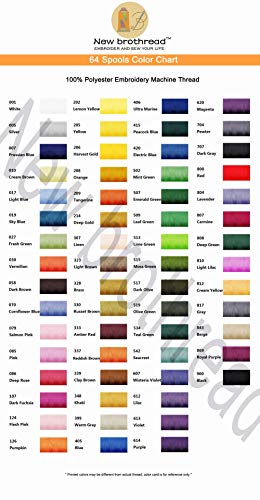 New brothread 64 Spools 1000M/1100Y Polyester Embroidery Machine Thread Kit - color: 64 Spools