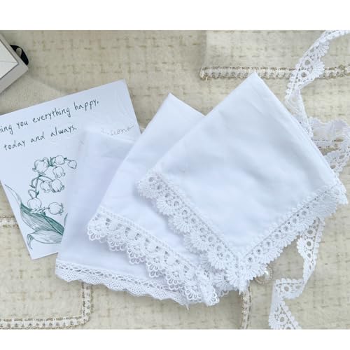 6 Pack of Ladies Embroidery Cotton Handkerchiefs Lace Wedding Hankies - color: A03-mix Card