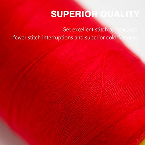 Red Serger Thread, All-Purpose Thread for Sewing, Polyester, 4 Cones of 3000 Yards Each Spool for Sewing Machine - color: 4 red