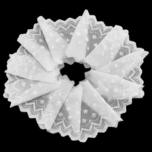 MAYJOYDIY 15yards 5.1inch Wide White Flower Cotton Eyelet Lace Ribbon Wavy Edged Floral Embroidery Eyelet Sewing Trim Ruffle Lace Trim for Dress Pillow Dolls Pets Clothes Bag Sewing - color: 15yards Wide White Flower