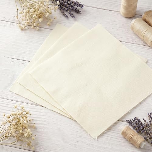 12 PCS Embroidery Fabric Squares Cotton Cloth Beige 6 x 6 Inch - color: Beige, size: 6 x 6 Inch