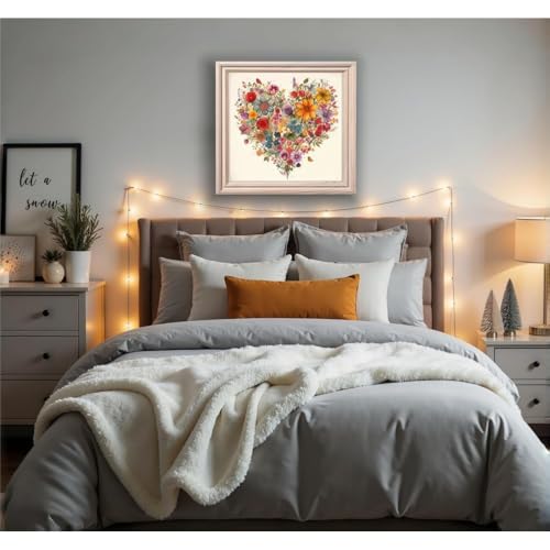 niurenmaoyi Stamped Cross Stitch Kits for Beginners,Counted Embroidery Craft Kits for Adults,Needlepoint Kits for Adults,Heart Flower Wall Art 13.8X13.8In - color: Cross Stitch Kits0111-03