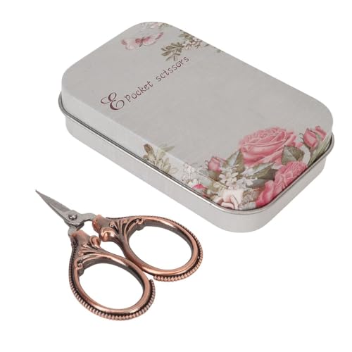 Stainless Steel Scissors Little Portable Vintage Embroidery Scissors for Sewing Crafts Artwork Cross Stitch Cutting Handmade DIY Tools(Red bronze) - color: Red Bronze