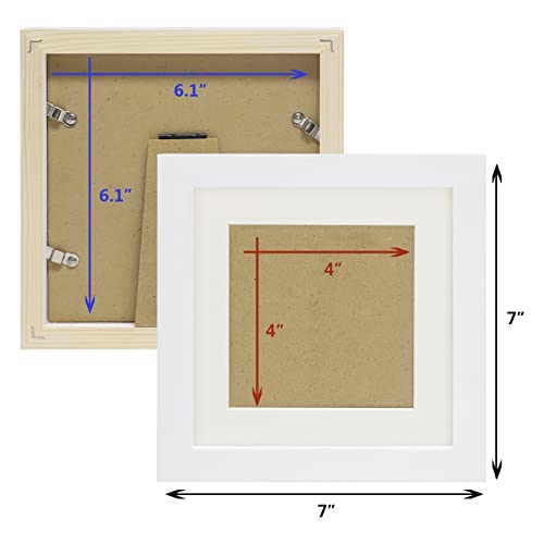 6x6 White Picture Frames Square Classic Natural Wood 6 Pack for Wall Mounting and Tabletop Display - color: White, size: 6x6