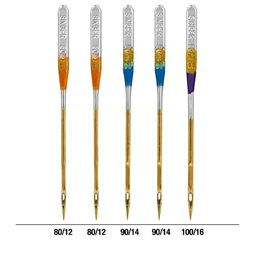 SINGER Titanium Ball Point Needles, 80/11-100/16, 5Ct, for Knit Fabric