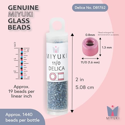 Miyuki Delica Seed Beads - color: DB1762 - Sparkle Sky Blue Lined Crystal AB