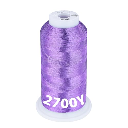 Simthread 2700 Yards Metallic Embroidery Machine Thread - Amethyst MS-015, 40wt High-Sheen King Spool, Smooth Running & Break Resistant for Commercial & Home Embroidery Machines - color: Amethyst MS-015
