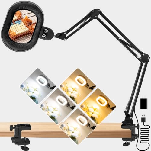 Magnifying Glass with Light and Clamp, 5in 12X Extended Arm - size: 5IN