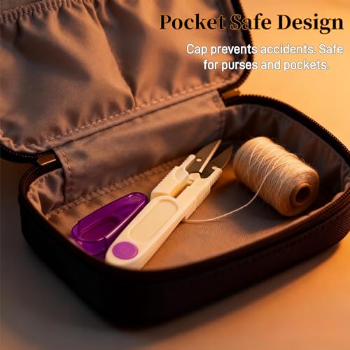 4 Pack Thread Snips with Safety Cover, Portable Sewing Scissors & Mini Yarn Cutter, Sharp Embroidery Scissors for Quilting, Knitting, Cross Stitch, and DIY Crafts (Assorted Colors)