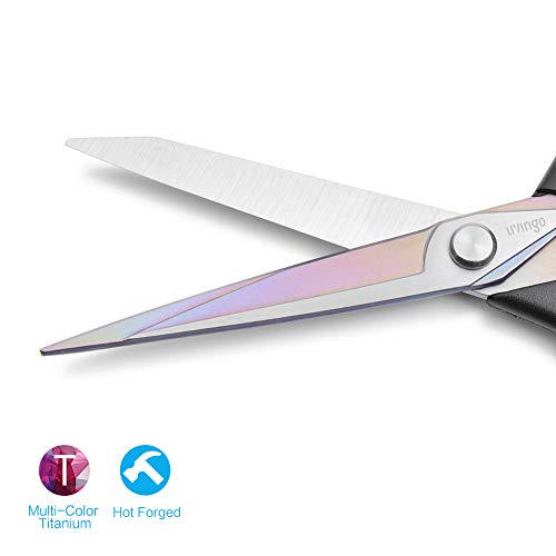 LIVINGO Fabric Scissors 2 Pack Titanium Tailor Sewing Shears Heavy Duty - color: Black & Red