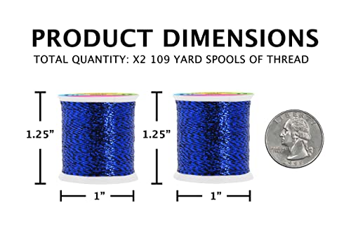 Mandala Crafts Metallic Blue Embroidery Floss for Sewing, 218 Yard Spool - color: Blue, size: 200M 218 Yards