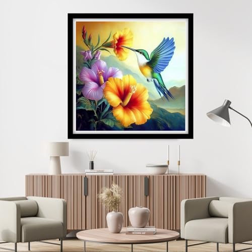 Fanxvivy Counted Cross Stitch Kits for Adults 11CT Unprinted Cross-Stitch Patterns Embroidery Kits Easy Cross Stitching Needlepoint Kits&Hummingbird Picking Flowers 18x18 inch - color: DIY-craft34