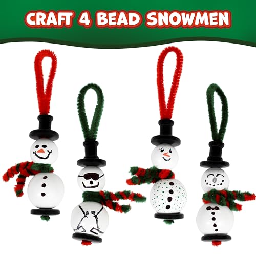 READY 2 LEARN Christmas Crafts, Create Your Own Bead Snowmen, Set of 4