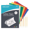 SEMLEART Carbon Transfer Paper Set, 50 Sheets in Red, Yellow, Blue, Green, White, 9x11 Inch with 5 Stylus Tools for Wood, Paper, Canvas - color: 9×11in-5-Color
