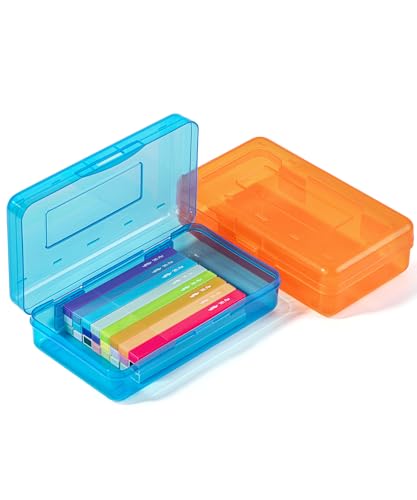 Mr. Pen- Plastic Pencil Case Box, 2 Pack, Large Crayon Marker Pen Organizer - color: Orange, Blue, size: 2 Pack