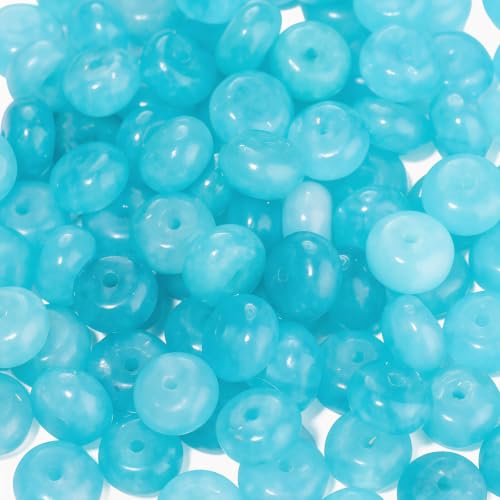 5x8mm 100Pcs Natural Amazonite Rondelle Beads for Jewelry Making Loose Spacer Abacus Disk Beads Gemstone for Bracelets Necklace DIY Crafts - color: Amazonite