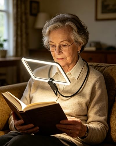 Neck Magnifying Glass with Light Hands Free,Full Book Page Magnifiers Glass