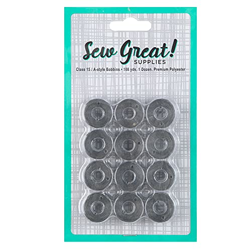 Sew Great Sewing Machine Prewound Bobbin 60 Weight Polyester Thread 12-Pack #409 Smoke Gray - color: Smoke