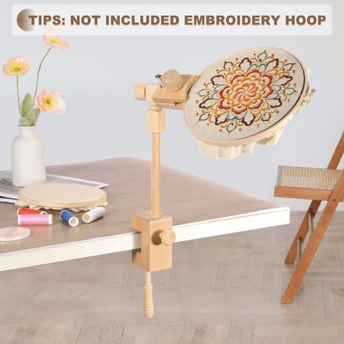 PATIKIL Embroidery Hoop Stand Adjustable Rotated Beech Wood Cross Stitch
