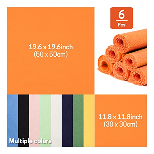 6 Pcs Linen Needlework Fabric, Square Embroidery Fabric 9 Colors Stitch Cloth for Garment Crafts and Decoration Embroidery Project - color: Orange Ochre, size: 12 * 12 inch