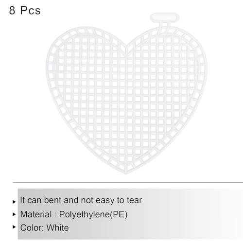 MECCANIXITY 15Pcs Plastic Mesh Canvas Sheet 7 Count 7.4 cm/ 3" White Heart Blank Canvas for Embroidery Needlepoint, Knit Crochet Mesh