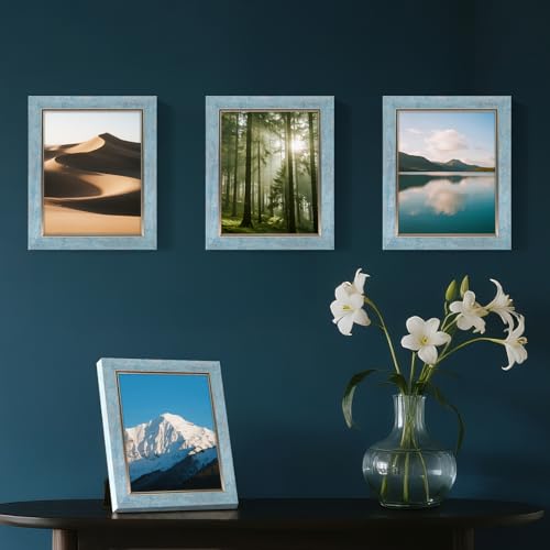 XUANLUO 8x10 Picture Frames Set of 4,Rustic Retro Photo Frame(Blue) - color: Blue-4pcs, size: 8 x 10 inch