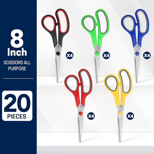 BURVAGY 20 Pack 8" Scissors All Purpose, Heavy Duty Scissors for Office - color: 20 Pack
