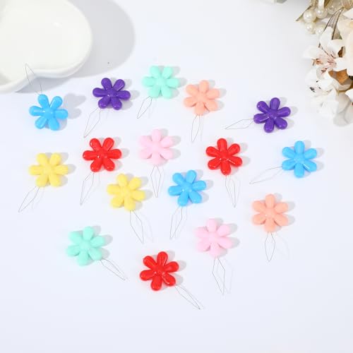 Needle Threaders for Hand Sewing, 40 PCS Cute Flower Head Embroidery Threader Colorful Wire Loop Sewing Threaders Kit for Sewings Embroidery Craft Knitting Quilting Cross Stitch Repair Clothing