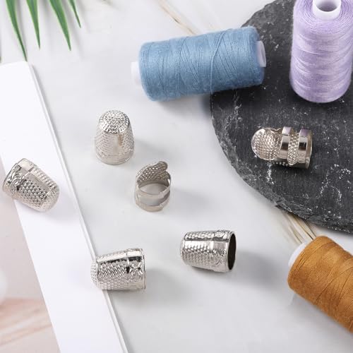 6PCS Sewing Thimble, Metal Finger Protector, Quilting Craft Accessories for Hand Sewing Knitting Needlework