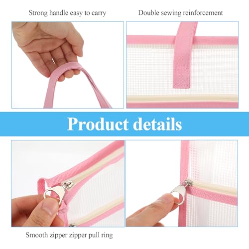 Kenaeooe 6 Pack 18x13x2.8 Inches A3 Project Bags Sewing Project Bag with Zipper and Handle Clear Mesh Craft Organizer Storage for Quilting, Artworks, and Travel Supplies