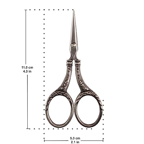 JubileeYarn Decorative Floral Embroidery Craft Scissors - Antique Silver - 3 Scissors - color: Decorative Floral - Antique Silver, size: 3 Scissors
