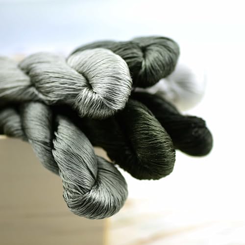 Natural Silk Thread – 6 Colors, 110m Each, Hand-Dyed Premium Silk Floss for Fine Embroidery, Needlepoint, and Handcrafts - color: 02