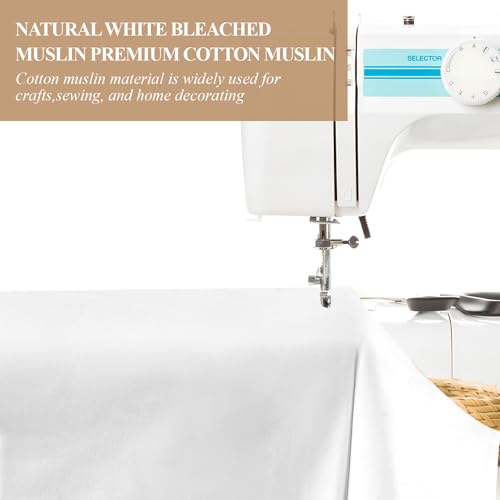 100% Cotton Muslin Fabric, 59 Inch X 2 Yards White Fabric by The Yard - color: Bleached, size: 2 Yards