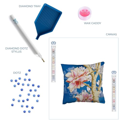 DIAMOND DOTZ Magnolias on Blue 2 Floral Diamond Art Painting for Adults - color: Magnolias on blue 2