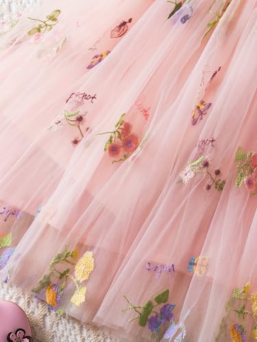Elegant White Lace Fabric Tulle Fabric by Yard Colorful Floral Embroidery, 35x51in - Soft Tulle for DIY Dresses & Wedding Gowns, Hand Wash Only (Pink, 1 Yard（35x51in）) - color: Pink, size: 1 yard（35x51in）
