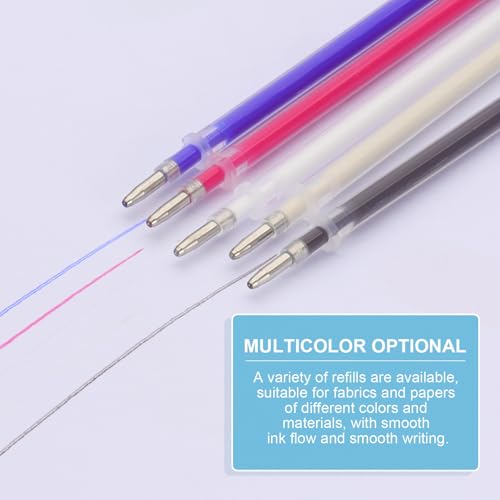 PATIKIL 100 Pcs Erasable Gel Pens Refills, 1mm Heat Erasable Pens Refills for Fabric Disappearing Ink Fabric Marking Pen for Sewing Quilting Writing, Beige Ink