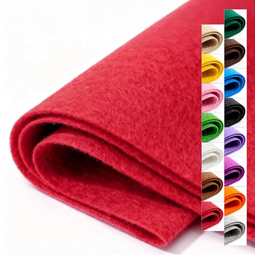 Red Stiff Felt Sheet 36'' X 36'', 1mm Large Felt Fabric Sheet for Crafts - color: Red