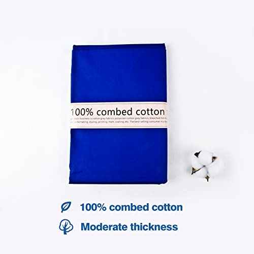 5 Yard Blue Cotton Fabric,Natural Cotton Poplin Fabric by The Yard, 59 Inches Wide 100% Cotton Fabric,Soft Embroidery Muslin Quilting Material for Sewing Material Apparel Cloth - color: Blue, size: 5 Yards