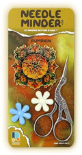Awesome Pattern Studio Needle Minder Set - Pumpkin Magnetic Needle Minder + 2 Needle Threaders + Crane Scissors. Enamel Pin for Cross Stitch, Embroidery and Craft - size: Pumpkin Set #2
