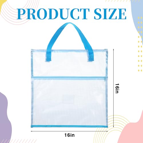 ElevateTech Sew Project Bags Jumbo Needlepoint Project Bag for Quilting Sewing Craft Organizer Bags Portable Mesh Zipper Pouch with Handle for Quilter Knitting Stitching Embroidery, 15.7×15.7 Inch