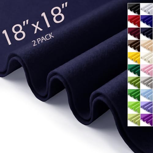 Navy Blue Felt Fabric Sheets 18" x 18" (2 Pack) 1.6mm Soft Craft Felt - color: Navy Blue