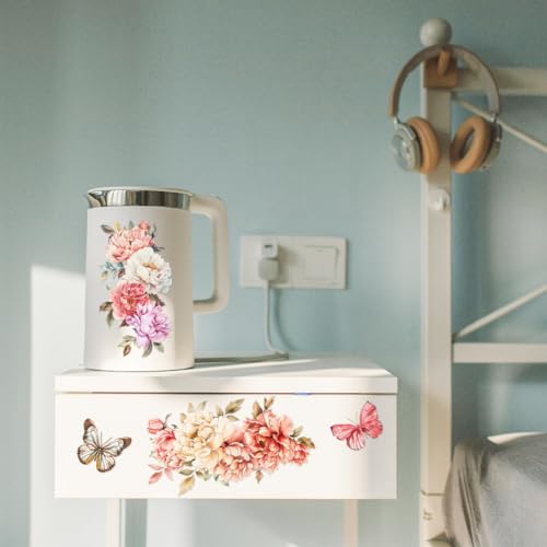 Peacoblue French Peonies Rub On Transfers for Furniture Craft 6"x12" - style: French Peonies