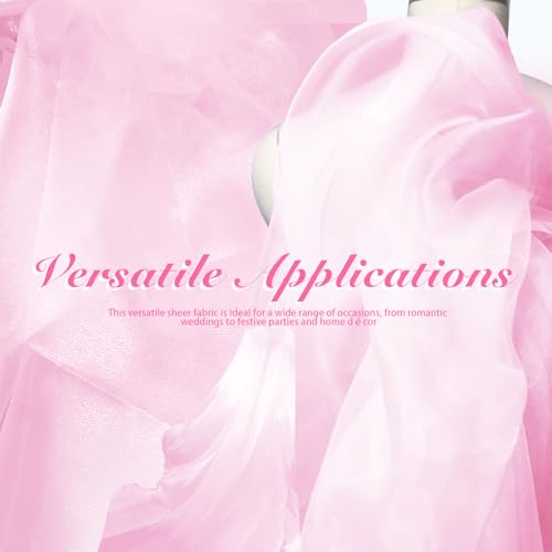 Manyshofu Pink Organza Fabric by The Yard, 60 Wide (2 Yard) - color: Pink, size: 2 Yard