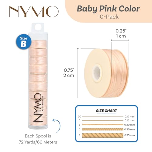 The Beadsmith Nymo Thread, Made of Nylon - size: Size B, 72 Yards, style: Baby Pink