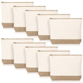 Reginary 10 Pcs Canvas Makeup Bags Bulk Blank Cosmetic Bags,Linen Color - color: Linen Color