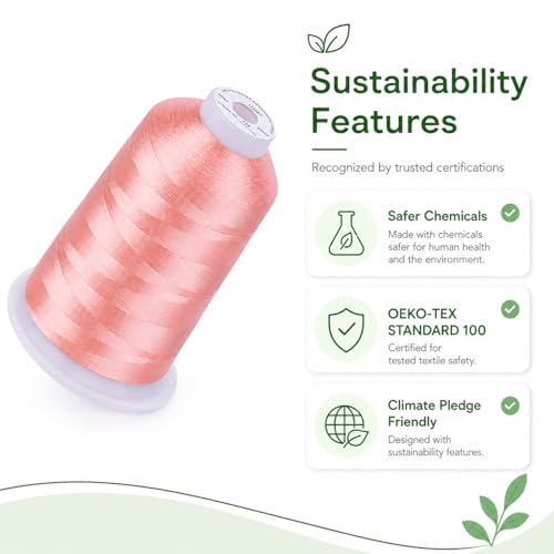 Simthread 5500Yds/5000M 40WT Polyester Embroidery Thread Fresh Pink 124 - color: FreshPink124