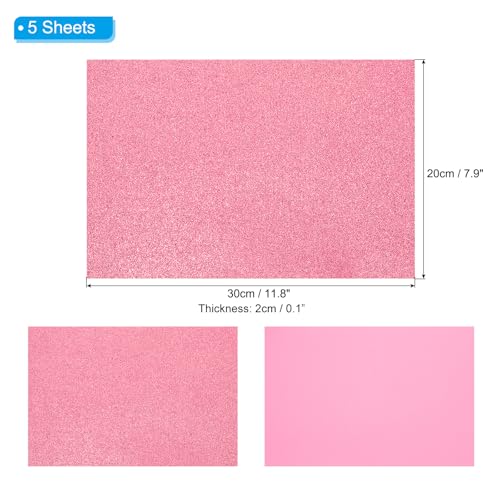 PATIKIL Watermelon Red Shiny EVA Glitter Foam Sheet 11.8 x 7.9 Inch 2mm Thick Sparkle EVA Glitter Felt for Crafts DIY Project, 5 Pcs - color: Watermelon Red