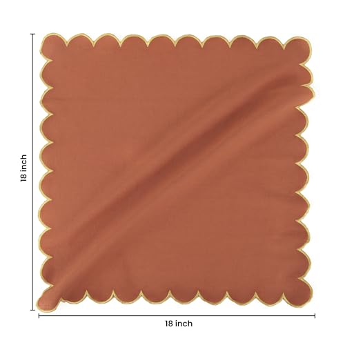 NATURALCRAFT Scalloped Cloth Napkins 18x18 in - Rust Edges Gold - color: Sl-rust Napkin - Gold Edges, size: 18" x 18" (Set of 6)
