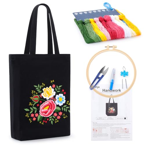 BERYA Canvas Tote Bag DIY Needlepoint Embroidery Kit for Beginners - color: Beautiful brocade